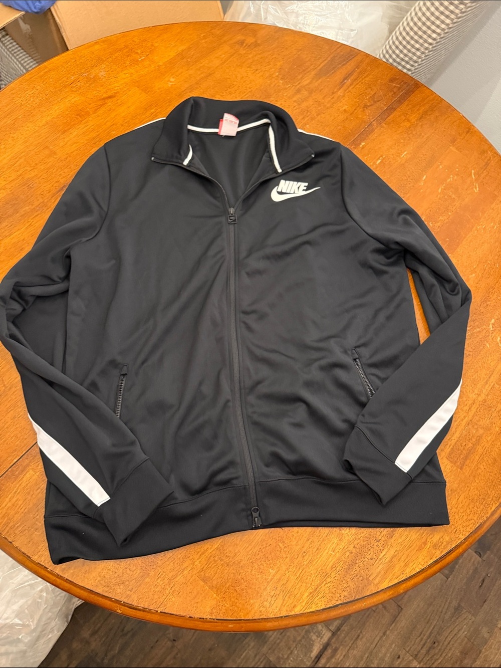 Nike Black Track Jacket with White Stripe Accents xxl